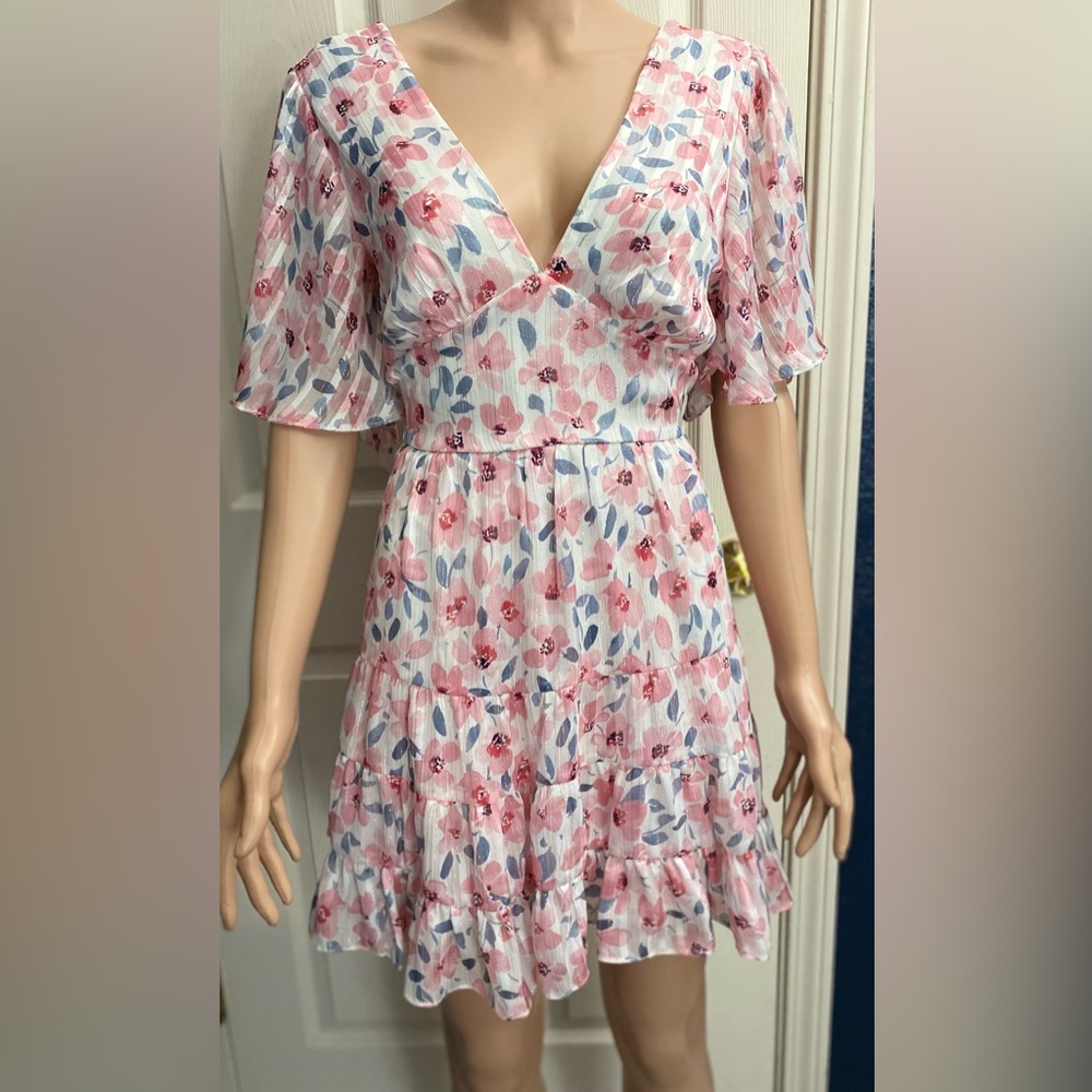 B Darlin Pink and White Floral Mini Dress